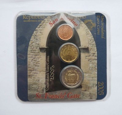 A140/ SAN MARINO SET 2 , 20 EURO CENT 2 EURO 2005