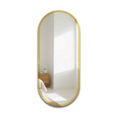 Owalne lustro w ramie złoty połysk-BONITA 70x140cm