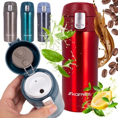 KUBEK TERMICZNY STALOWY TERMOS BIDON Z USTNIKIEM