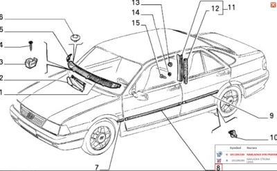 Молдинг боковая fiat tempra 1989-1993 181286180 фото №1