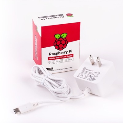 Zasilacz 5,1V/3A USB-C do Raspberry Pi 4 biały - wtyczka US