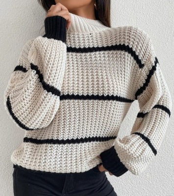 SHEIN SWETER DAMSKI KLASYCZNY W PASKI 40/42 VEH