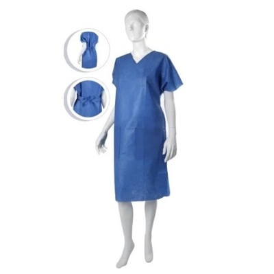 Sukienka operacyjna z włókniny SMS niebieska XL