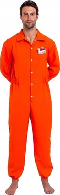 Strój więźnia dla mężczyzn, pomarańczowy kostium tematyczny.