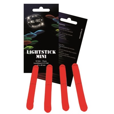 ŚWIATŁO CHEMICZNE LIGHTSTICK MINI OŚWIETLENIE 10SZT MIL-TEC CZERWONY