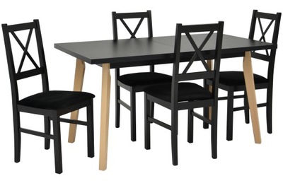 Stół 80x140/180 cm i 4 krzesła X / WYBÓR TKANIN