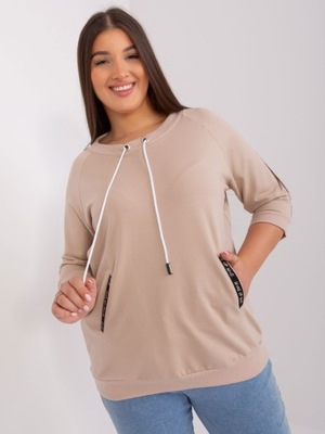 Bluza beżowa z troczkami plus size rękaw 3/4