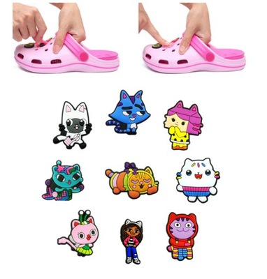 PRZYPINKI PIN ozdoby DO BUTÓW typu KROKS CROCS koci domek 9szt