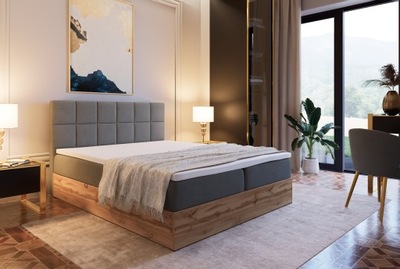 Łóżko kontynentalne Riko V 160x200 cm, LOFT tapicerowane z materacem