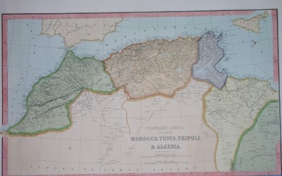 1863 oryginał big MAPA AFRYKA MAROKO ALGIERIA TUNEZJA LIBIA SAHARA karawany