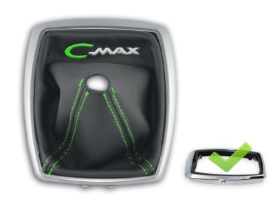 Ford c-max 2007-2010 чехол переключения передач кожа вышивка зелёный рамка хром фото №1