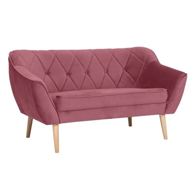 Sofa 2-osobowa w stylu skandynawskim z przeszyciami CARO 2 Róż Indyjski