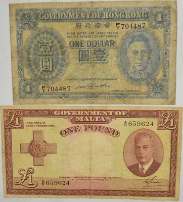 15.dir.Zest.Hong Kong, Malta, Banknoty szt.2, St.3