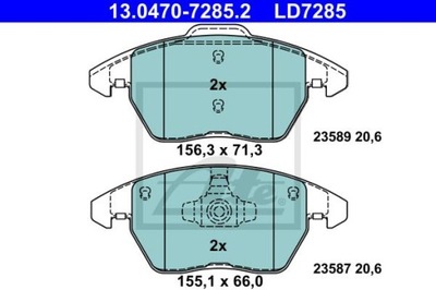 ATE 13.0470-7285.2 ZAPATAS CERÁMICOS PARTE DELANTERA AUDI A1 1,0-2,0 TFSI 10-18  