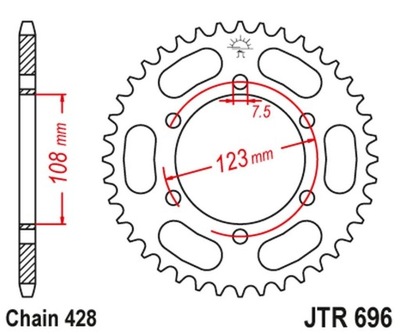 JT ЗУБЧАТКА ЗАД 707 49 CAGIVA 50 PRIMA СУПЕР SPORTS 92-95 70749JT ŁAŃC. 520