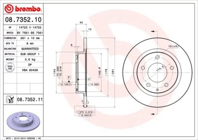 BREMBO 08.7352.11 DISC BRAKE MAZDA 626  