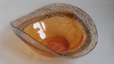 Autorska artystyczna szklana misa patera opalana pomarańcz