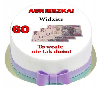 OPŁATEK NA TORT PIENIĄDZE 60 LAT Sześćdziesiąt 20c