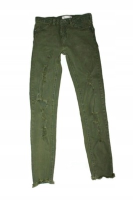 ad761*ZARA*Khaki spodnie jeans dziury 152