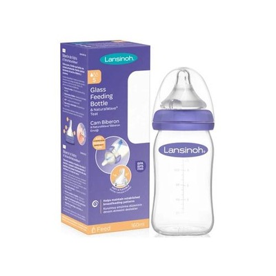 LANSINOH Szklana butelka do karmienia160ml smoczek