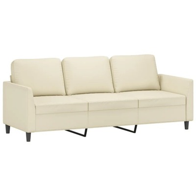 3-osobowa sofa, kremowa, 180 cm, sztuczna skóra