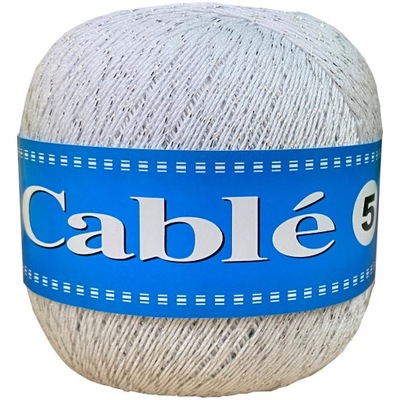 Kordonek Cable 5 001s Biały ze srebrną nitką 1szt
