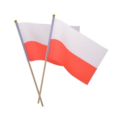 Materiałowa flaga Polski Narodowa na patyczku Chorągiewka 2szt