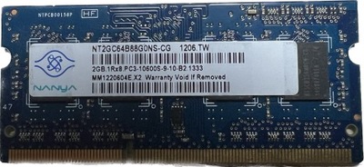 2GB 1333 DDR3 NANYA PC3-10600S NT2GC64B88B0NS-CG