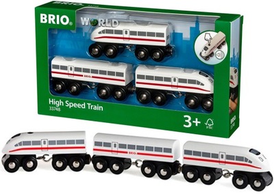 BRIO SZYBKA KOLEJKA Z DŹWIĘKIEM LOKOMOTYWA WAGON