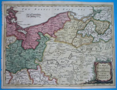 1759 MAPA POLSKA PRUSY Pomorze Poznań Gdańsk Wielkopolska Mazowsze Płock