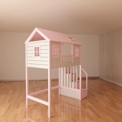 Łóżko piętrowe domek dla dzieci z antresolą RATY