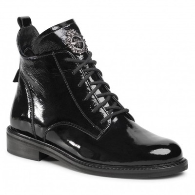 BOTKI NESSI 62819 CZARNY LAKIER SKÓRA R.36