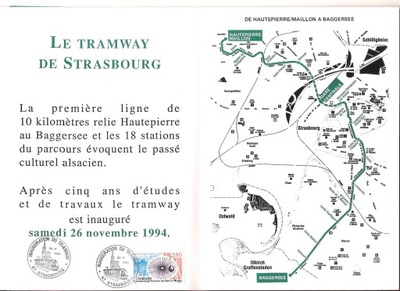 Francja 1994 karnet FDC Strasbou transport tramwaj