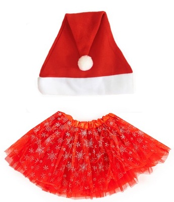 STRÓJ MIKOŁAJKI SPÓDNICZKA TUTU CZAPKA MIKOŁAJA