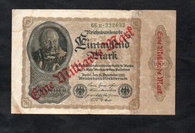 BANKNOT NIEMCY -- 1000 MAREK / 1 MILIARD MAREK -- 1922 rok