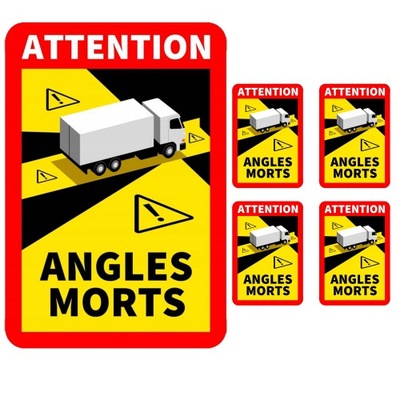 Naklejka Martwe Pole ANGLES MORTS - Folia Standard - 5 szt. kpl TIR naczepa