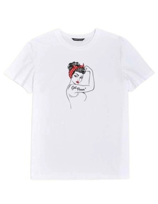 SHEIN DAMSKI T-SHIRT BIAŁY BAWEŁNIANY 38 V3E