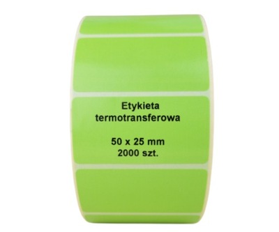 Etykiety termotransferowe 50x25 mm zielone 2000