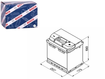 АККУМУЛЯТОР BOSCH 12V 54AH 530A S5 P + 1 207X175X190 B13 ПУСКОВОЙ