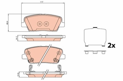 ZAPATAS DE FRENADO HYUNDAI PARTE TRASERA GENESIS 2,0-3,8 V6 08-14 GDB3624  