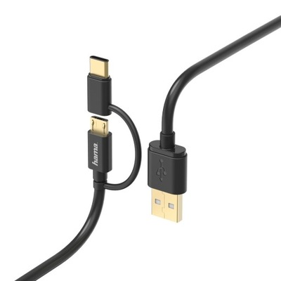 Kabel mikro USB 2w1 z adapterem USB Type-C, 1 m, c