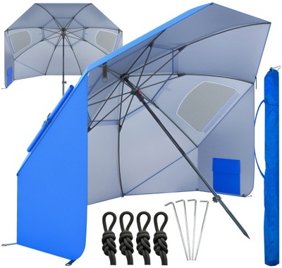 Parasol plażowy Parasol ogrodowy parawan namiot 3w1 250 cm odcienie niebieskiego