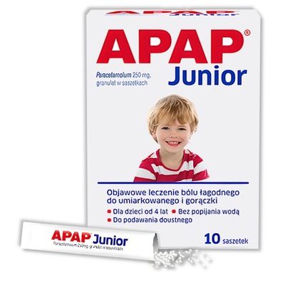 Apap Junior 250 mg, granulat, 10 saszetek