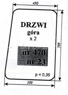 СТЕКЛО ДВЕРЬ ВЕРХ C-360 КАБИНА KUNÓW NR.23=470 : :