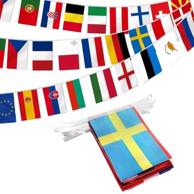 flaga smyczkowa Unii Europejskiej sztandar sznurkowy 27 krajów Unii
