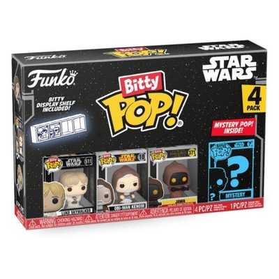 STAR WARS Bitty Funko Pop 4 Pack 2.5cm LUKE SKYWALKER OBI-WAN jAWA