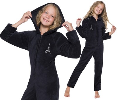 PIŻAMA CIEPŁY KOMBINEZON KAPTUR ONESIE 152