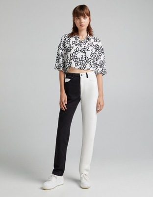 BERSHKA_SPODNIE JEANS BLACK&WHITE 5101019 R.38