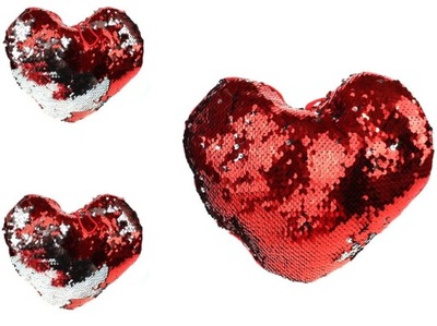 Poduszka serce dwustronne z cekinami 21 x 15 cm