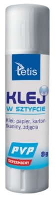 Klej w sztyfcie TETIS PVP bezbarwny 8g